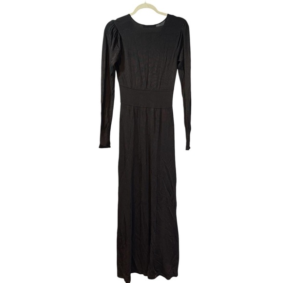 Zara Knit Longsleeve black Maxi dress with vneck and buttons - Picture 2 of 9